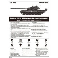 00925 | Trumpeter 1/16 Russian T-72B1 W/ Kontakt-1 Reactive Armor Main Battle Tank Scaled Plastic Model Kit -Trumpeter Sales Shop TRU 00925 05 1200x800 1