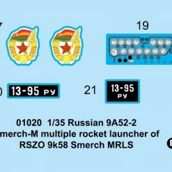 01020 | Trumpeter 1/35 Russian 9A52-2 Smerch-M Rocket Launcher Multiple RSZO 9k58 Smerch MRLS Scaled Plastic Model Kit -Trumpeter Sales Shop TRU 01020 54 1200x800 1