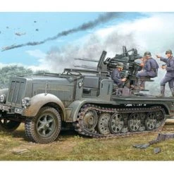 01523 | Trumpeter 1/35 German Half-Track W/ 20mm Flakvierling (Sd.Kfz7/1) & W/ Sd.Anhanger 51 Scaled Plastic Model Kit