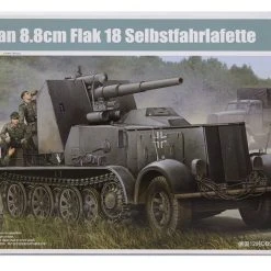 01585 | Trumpeter 1/35 German 8.8cm Flak 18 Selbstfahrlafette Half-Track Self-Propelled Gun Scaled Plastic Model Kit