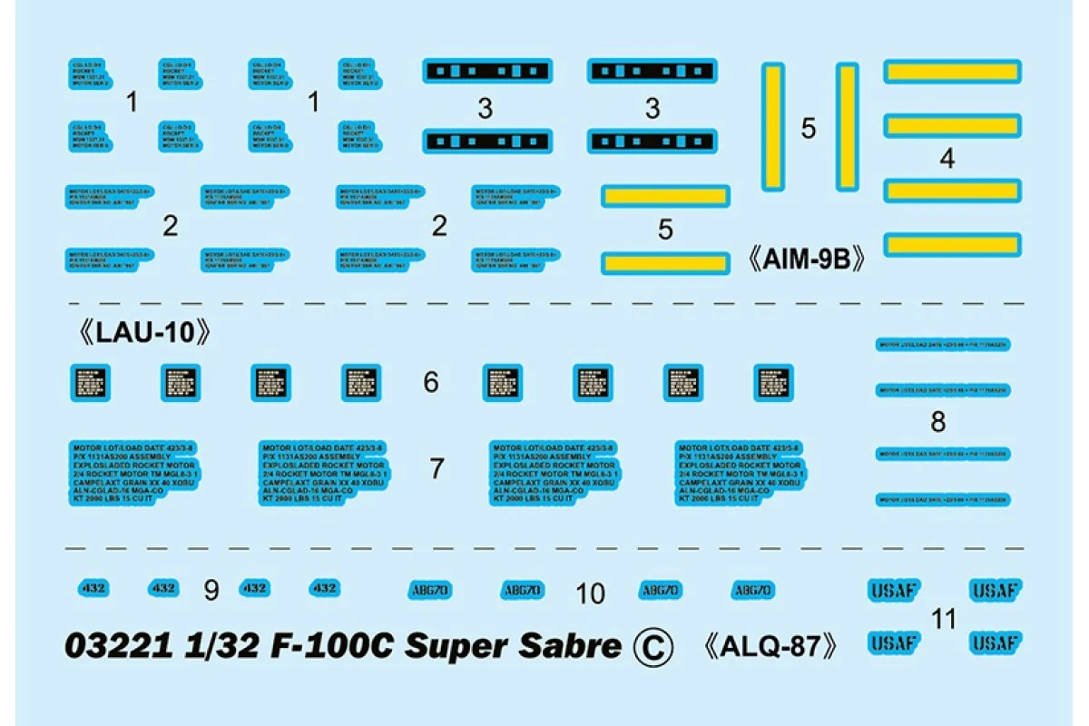 03221 | Trumpeter 1/32 USAF F-100C Super Sabre Fighter Jet Scaled Plastic Model Kit 7 03221 | Trumpeter 1/32 USAF F-100C Super Sabre Fighter Jet Scaled Plastic Model Kit - Image 5