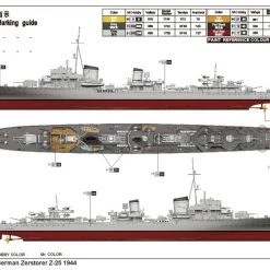 05321 | Trumpeter 1/350 German Zerstorer Z-25 1944 Destroyer Plastic Mod Kit -Trumpeter Sales Shop TRU 05321 57 1200x800 1