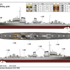 05323 | Trumpeter 1/350 German Zerstorer Z-43 1944 Destroyer Plastic Mod Kit -Trumpeter Sales Shop TRU 05323 53 1200x800 1