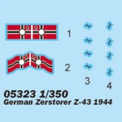 05323 | Trumpeter 1/350 German Zerstorer Z-43 1944 Destroyer Plastic Mod Kit -Trumpeter Sales Shop TRU 05323 57 1200x800 1