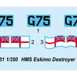 05331 | Trumpeter 1/350 HMS Eskimo 1941 Destroyer Plastic Model Kit W/ Australian Decals -Trumpeter Sales Shop TRU 05331 54 1200x800 1