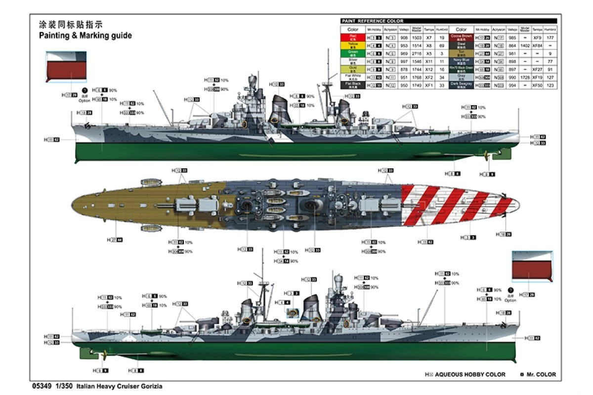 05349 | Trumpeter 1/350 Italian Heavy Cruiser Gorizia Scaled Plastic Model Kit 11 05349 | Trumpeter 1/350 Italian Heavy Cruiser Gorizia Scaled Plastic Model Kit - Image 9
