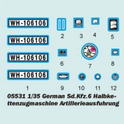 05531 | Trumpeter 1/35 German Sd.Kfz.6 Ausfuhrung Artillery Half-track Scaled Plastic Model Kit -Trumpeter Sales Shop TRU 05531 53 1200x800 1