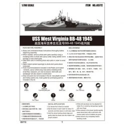 05772 | Trumpeter 1/700 USS West Virginia BB-48 1945 Battleship Plastic Model Kit -Trumpeter Sales Shop TRU 05772 54 1200x800 1