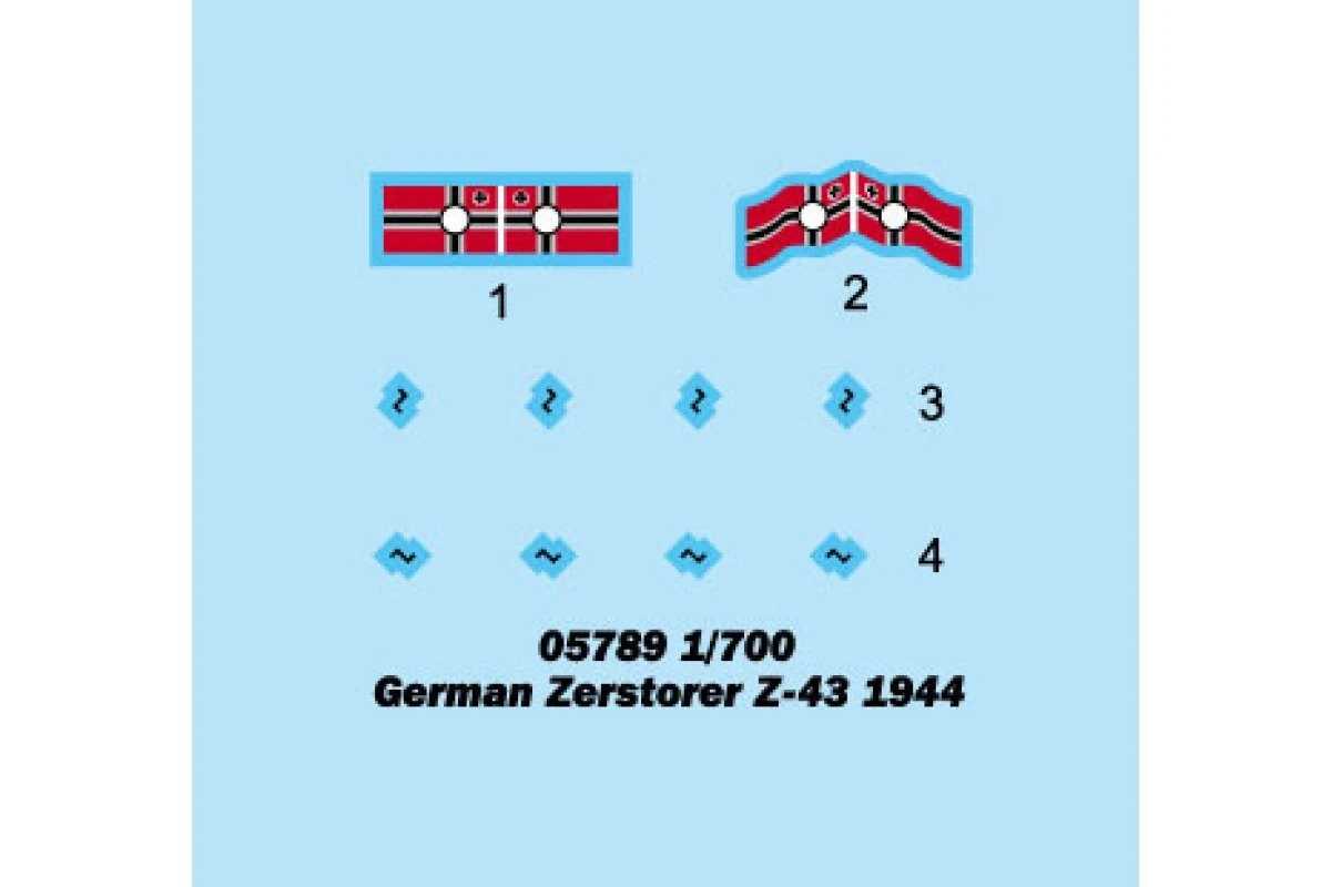 05789 | Trumpeter 1/700 German Zerstorer Z-43 1944 Destroyer Plastic Model Kit 5 05789 | Trumpeter 1/700 German Zerstorer Z-43 1944 Destroyer Plastic Model Kit - Image 3