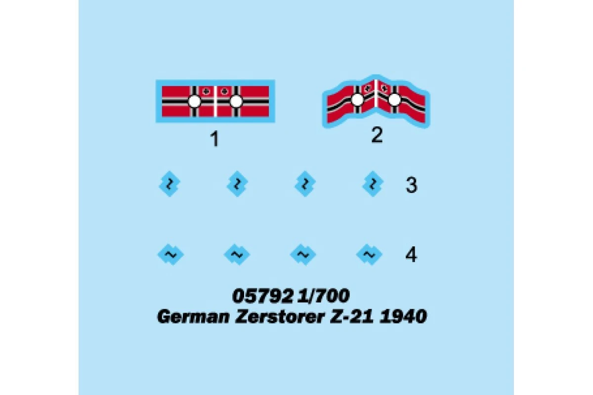 05792 | Trumpeter 1/700 Zerstorer Z-21 1940 Destroyer Plastic Model Kit 6 05792 | Trumpeter 1/700 Zerstorer Z-21 1940 Destroyer Plastic Model Kit - Image 4