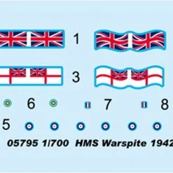 05795 | Trumpeter 1/700 HMS Warspite 1942 Battleship Plastic Model Kit -Trumpeter Sales Shop TRU 05795 59 1200x800 1