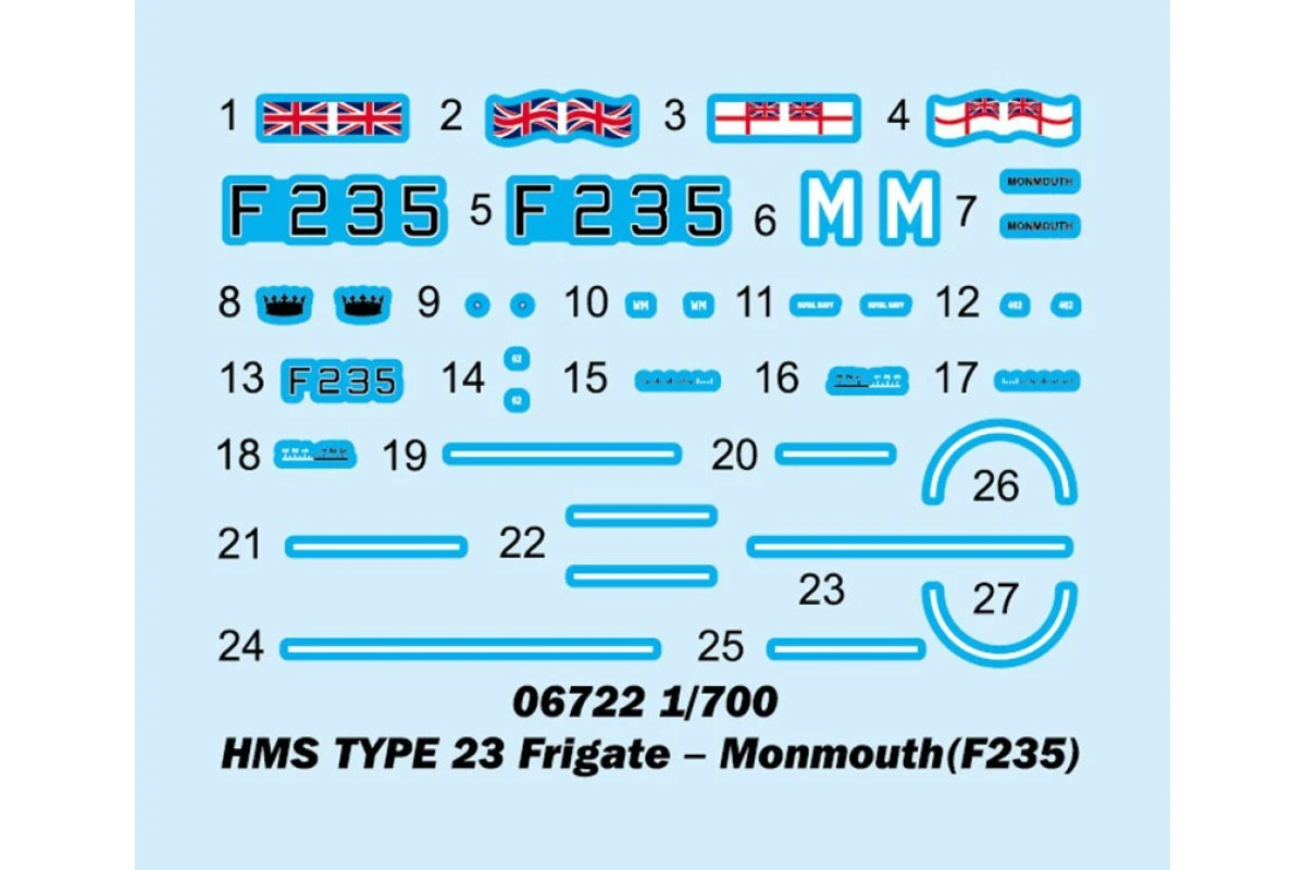 06722 | Trumpeter 1/700 HMS TYPE 23 Frigate – Monmouth (F235) Scaled Plastic Model Kit 5 06722 | Trumpeter 1/700 HMS TYPE 23 Frigate – Monmouth (F235) Scaled Plastic Model Kit - Image 3